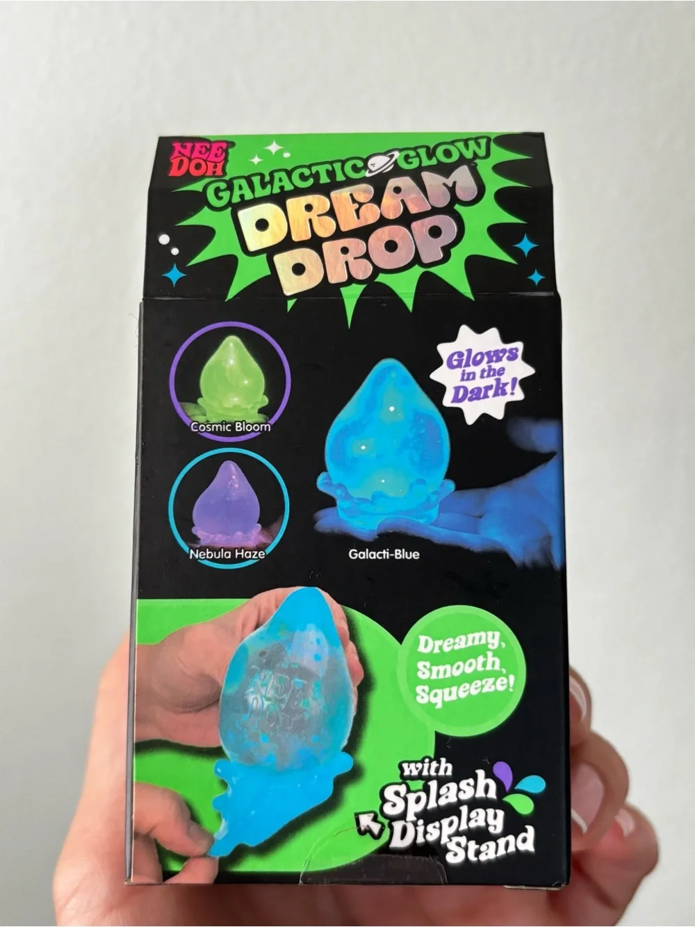 NeeDoh Dream Drop Squishy Fidget Toy-Galactic Glow in Nebula Haze Purple